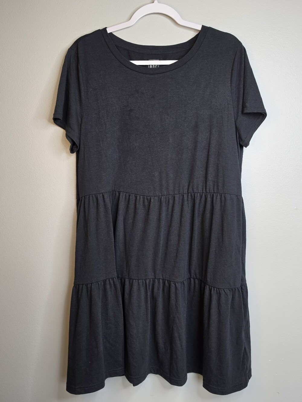 GAP Black V‑Neck T-shirt Dress Sz L Nwt